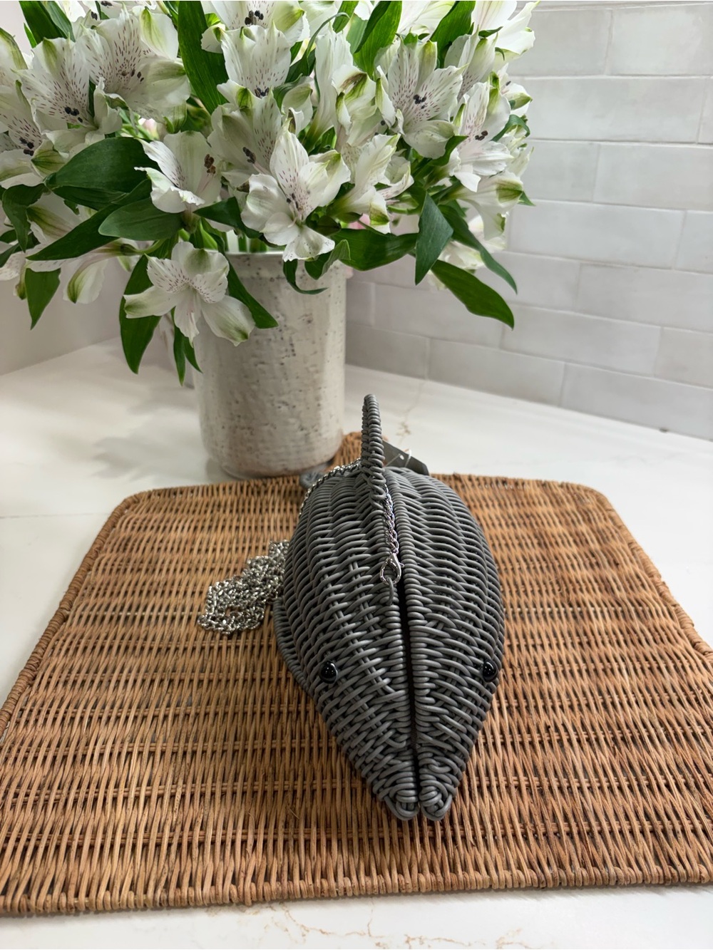 Gray Woven Dolphin Crossbody Bag 
Tommy Bahama Viral 🐬 - Picture 8 of 11